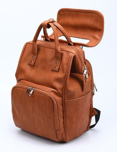 Bolso Mochila Maternal Eco Cuero Imperm C/ Cambiador Rufina