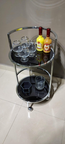 Imagen 2 de 10 de Carrito Bar Ruedas 40x80 Elegante Diseño Cromado Vidrio