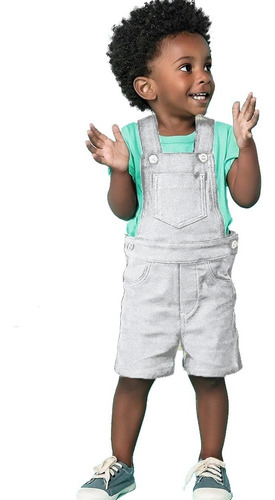 Jardineira Macacão Infantil Bebê Menino Brim Jeans 1 A3