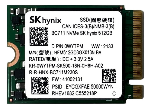 Skhynix Bc711 - Unidad De Estado Sólido Nvme Pcie M.2  De .