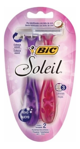 Kit Aparelho De Barbear Soleil Rosa E Roxo Com 6