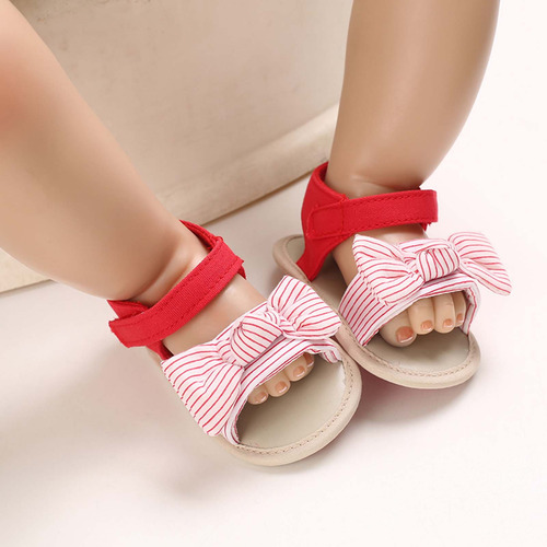 Sandalias Con Nudo Con Lazo En U Para Niñas, Lindas, Planas