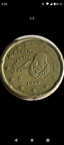 Moneda 20 Centimos Euro España Cervantes Error De Acuñación (Usado)