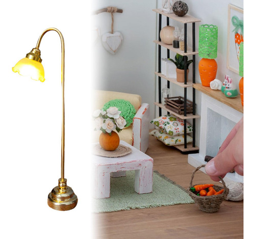 1/12 Lâmpada De Chão Para Casa De Bonecas Em Miniatura Led