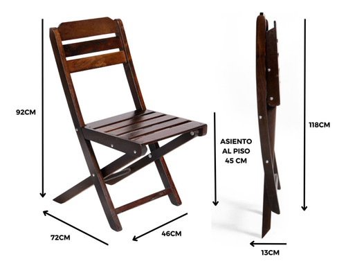 Silla Mara Madera Plegable Exterior Jardin Gastronomia Madera Liso
