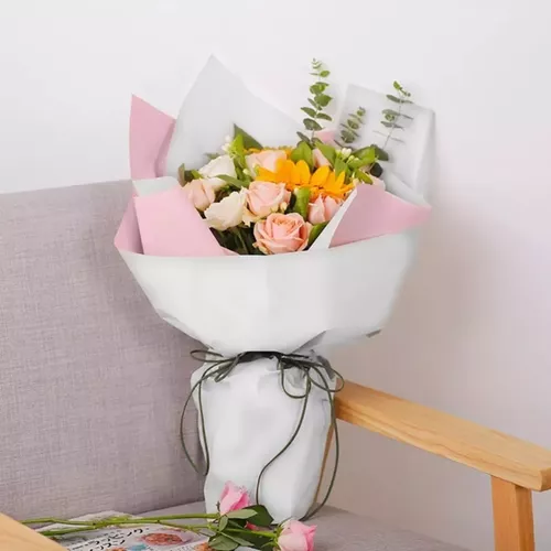 20 Hojas De Papel Coreano Para Ramos Bouquet Flores 01