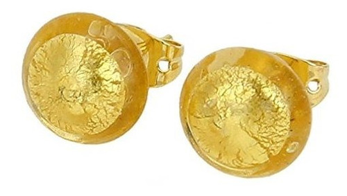  Pendientes De Botón De Cristal De Murano - Sunshine Gold