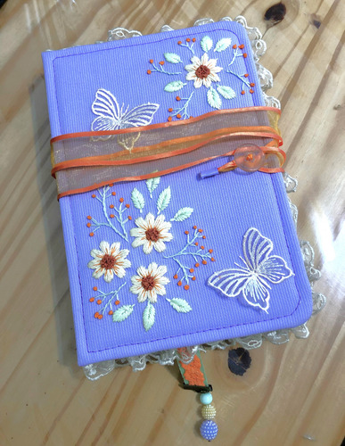 Journal Diario Íntimo Artesanal Romántico Mariposas Y Flores Lila Mariposas Y Margaritas