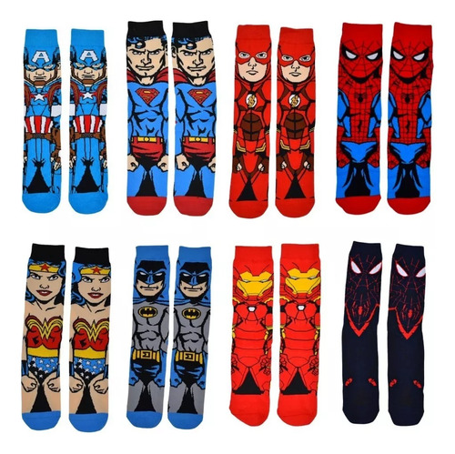 Medias Largas Super Heroes Y Villanos Marvel Y Dc Comics