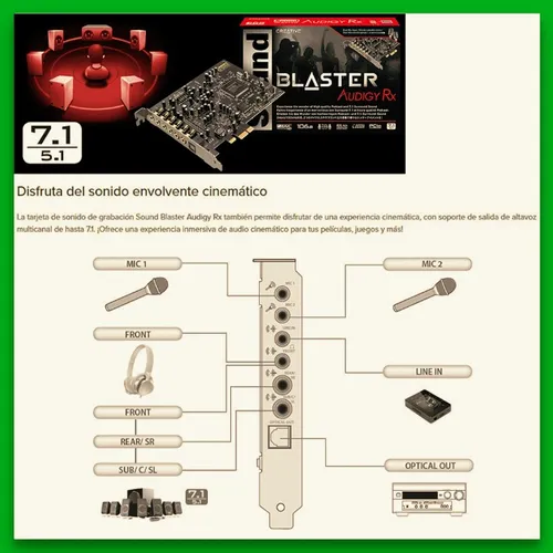 Creative Sound Blaster Audigy Rx Placa De Sonido 7.1 Pcie