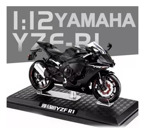 1:12 Metálica Base For Moto With Miniatura De Yamaha R6