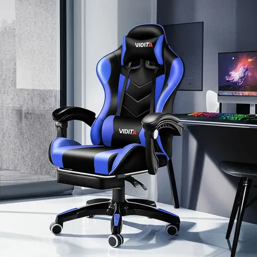 Cadeira Gamer Ergonômica Vidita GX2000, Azul com Apoio de Pés