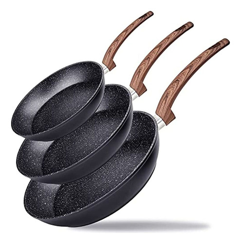 Vkoocy Non Stick Frying Sartén Set, 8  9.5  11  Sartén De Hu