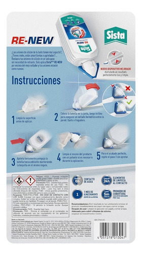 Silicon Renovador Juntas De Bañera Blanco Sista Renew 80ml