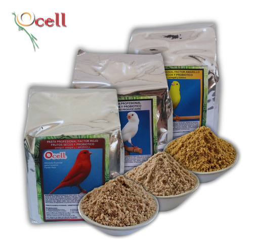 3 Pzas, Ocell Profesional Factor Rojo, Blanco Y Amarillo 1kg