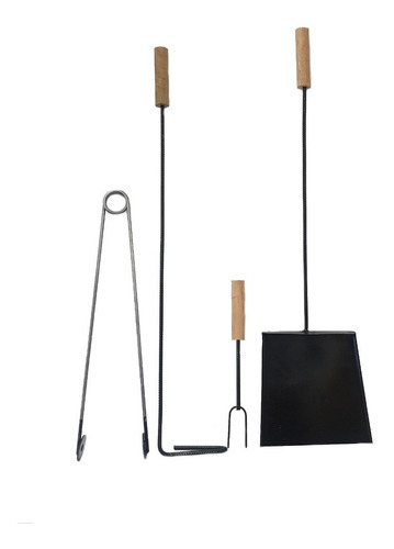 Set Asado Parrilla Kit Asador X4 Unidades Pala Atizador Tenedor Pinza - X 10 Unidades (juegos)