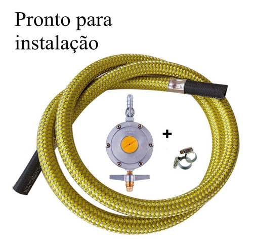 Imagem 1 de 8 de Mangueira Gas 1,2 Mt Botijao Tranca Inox Registro 2kg/h Alia