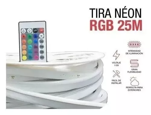 Tira Led Neon Flexible Manguera Rgb 25m 110v C/ Control Ip65