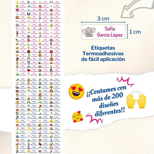 400 Etiquetas Personalizadas Ropa Guarderia Uniformes 3x1 Cm