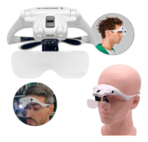 Óculos Lupa Com Led 5 Lentes Ajustáveis Para Joalheria
