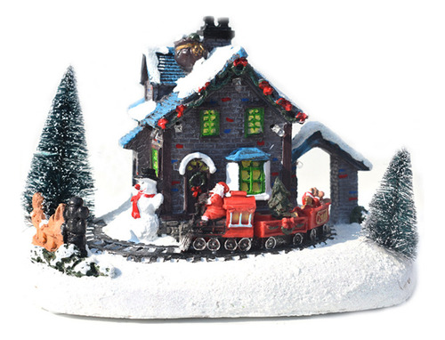 Cabaña Brillante Navidad Nieve Colorida Decoración [u]