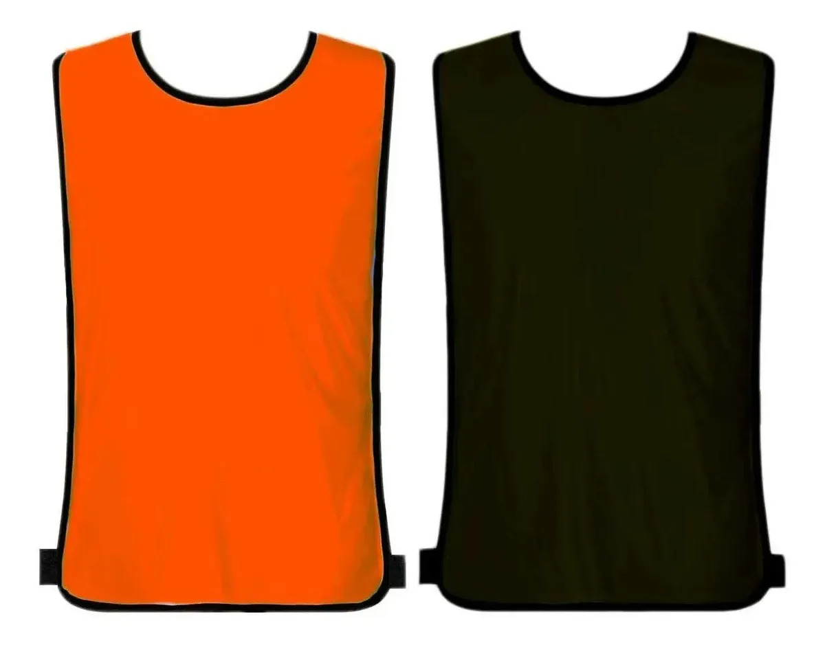Kit 05 Peças Colete De Futebol Dupla Face - Cores Cor Laranja/Preto