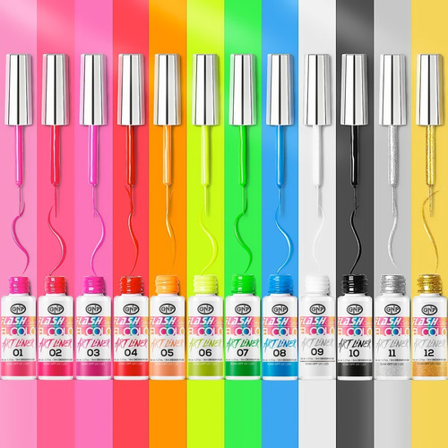 Esmalte De Arte Semipermente Gnp 8ml Con Pincel Fino Color 05 Art Liner