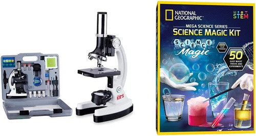 Amscope 120x-1200x Kit 52 Microscopio Stem Para Niños 