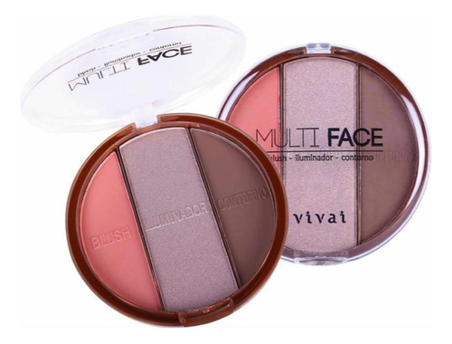 Paleta Trio Iluminador Contorno Blush Multiface Vivai