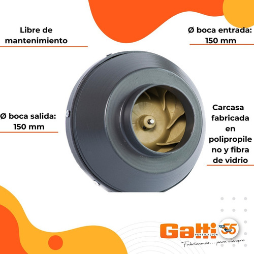 Imagen 6 de 9 de Extractor De Aire Entre Conducto 15 Cm Baño/cocina Gatti Ven