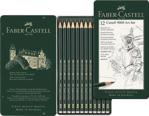 Lapices Grafito Faber Castell 9000 Set 12