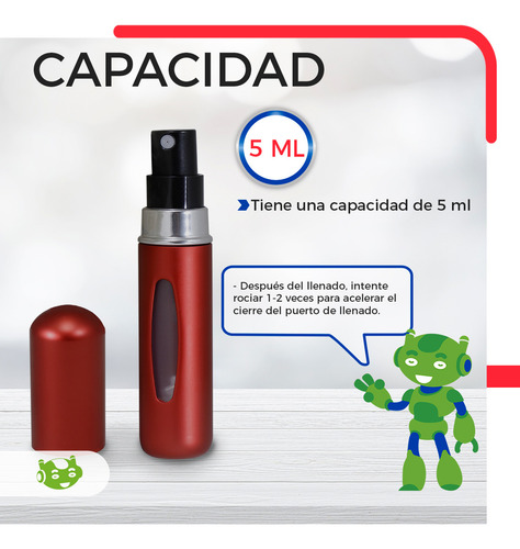 Atomizador Mini De Perfume Portátil Y Recargable Slim Company Spray En Cápsula Para Viaje, Frasco Perfumero Color Rojo