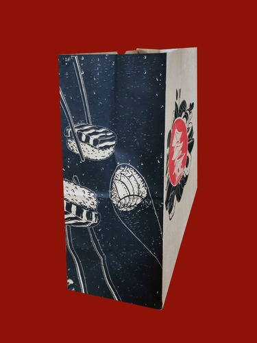 Imagem 2 de 4 de 100 Sacos De Papel Kraft 24x15,5x31cm Delivery Sushi Temaki