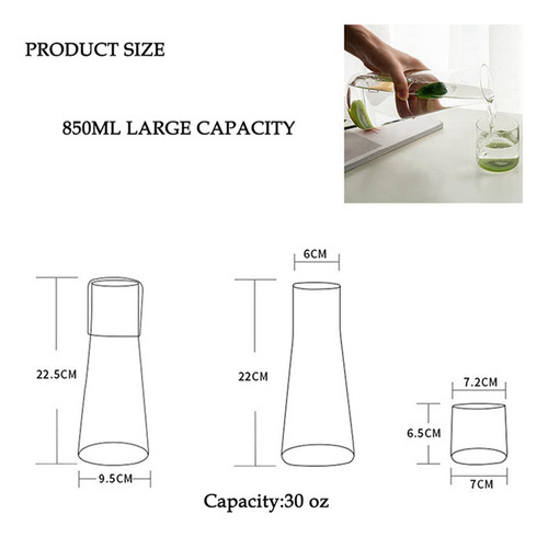 3x Clear Bedside Water Carafe Set With Tumbler Glass For Bed