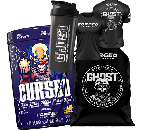 Pré Treino Cursed S/ Cafeína 500g Camis + Coq + Bag - Forged