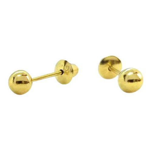 Brinco Bola 3mm Em Ouro 18k Tarraxa Baby