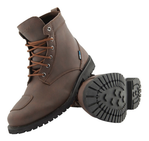 Bota Joe Rocket Luna Corta Moto Con Protecciones Café Mujer