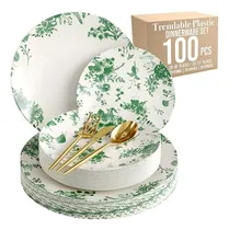 Comprar Set De Vajilla Desechable 100 Pzas Para 20 Personas Oro Y Pl