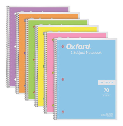 Cuaderno De Espiral Oxford 20 Cm X 27 Cm , 70 Hojas Pack X 6