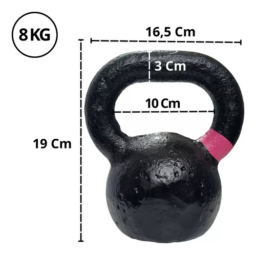 Pesa Rusa Fundicion Kit 8 10 Y 12 Kg Kettlebell Cross Color Negro