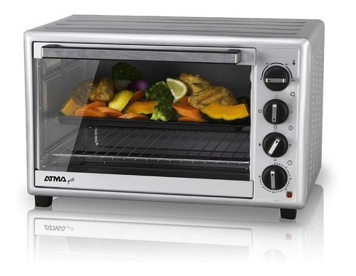 Horno Grill Atma 90lts Gris Hg9010e Puerta De Vidrio 2700w Color Plateado 220V