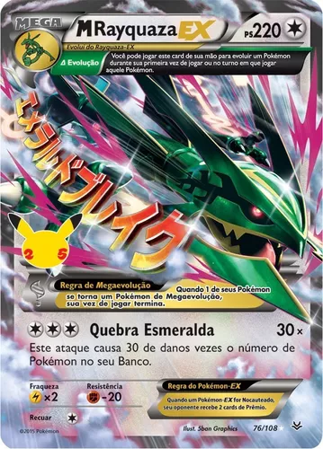 Carta Pokémon Lendário Mega Rayquaza Ex Celebrações