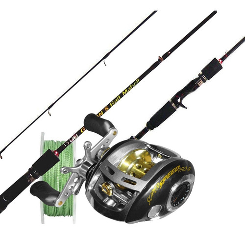 Combo Pesca Bait Spinit 9 Rul. Profesional Caña Reel Multi