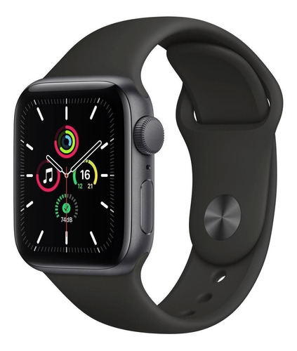 Imagen 1 de 9 de Apple Watch SE (GPS, 40mm) - Caja de aluminio color gris espacial - Correa deportiva Negra