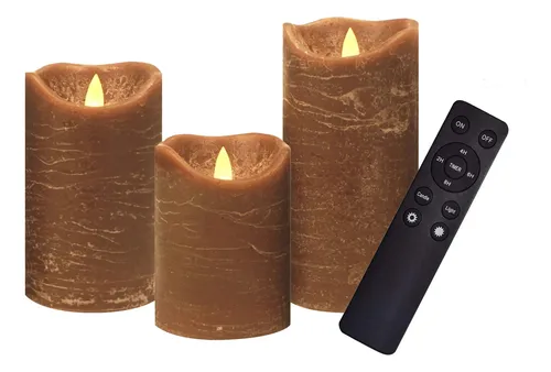 Pack De 3 Velas Led Sin Llama De Cera Real Izan Con Control 