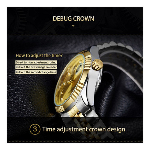 Reloj Analógico Mecánico Con Calendario Para Hombre Negoc