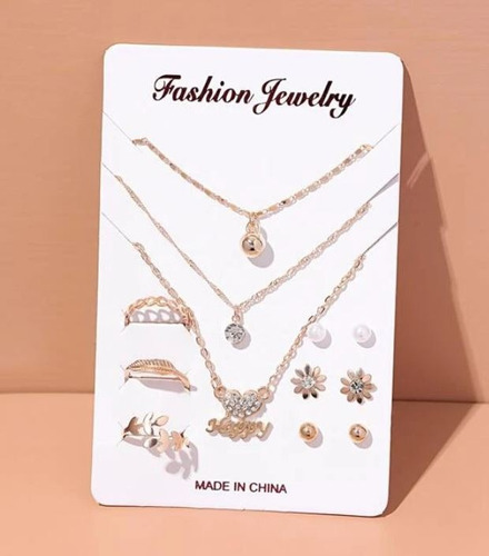 Juego De Cadena, Zarcillos, Pulseras Y Anillos Para Dama