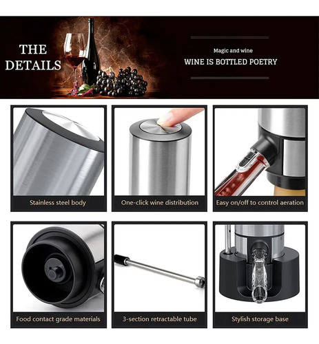 Decantador De Vino Eléctrico Recargable Inteligente