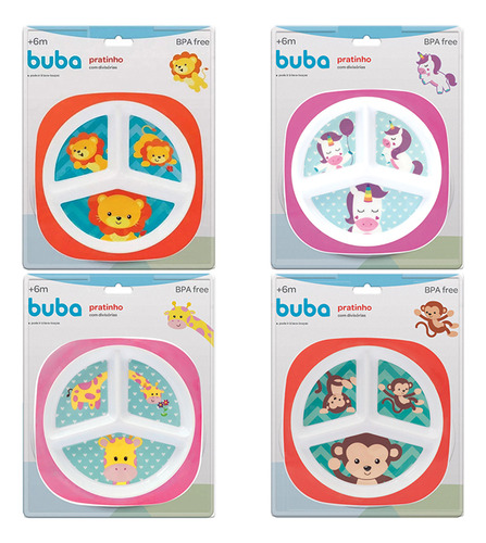 Prato Pratinho Com Divisórias Infantil Animal Fun - Buba