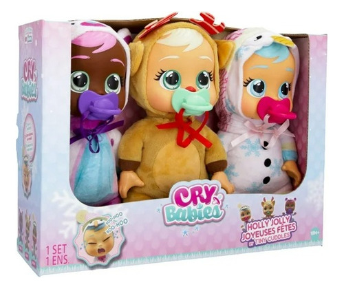 Cry Babies Set Peluches Cuddles Edicion Holly Jolly 25 Cm